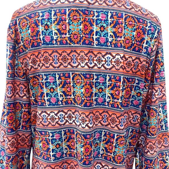 La Blanca Women's Size XL Multi color Pattern Swim Cover Up Tunic Dress Deep V - Picture 4 of 6